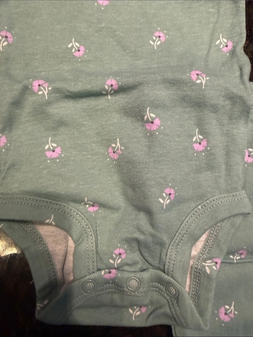 Baby Green Floral Two-Piece Set - Pants & Onesie - Snap Bottom - 3 Month - Picture 4 of 5